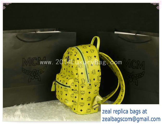 High Quality Replica MCM Stark Backpack Large in Calf Leather 8004 Lemon